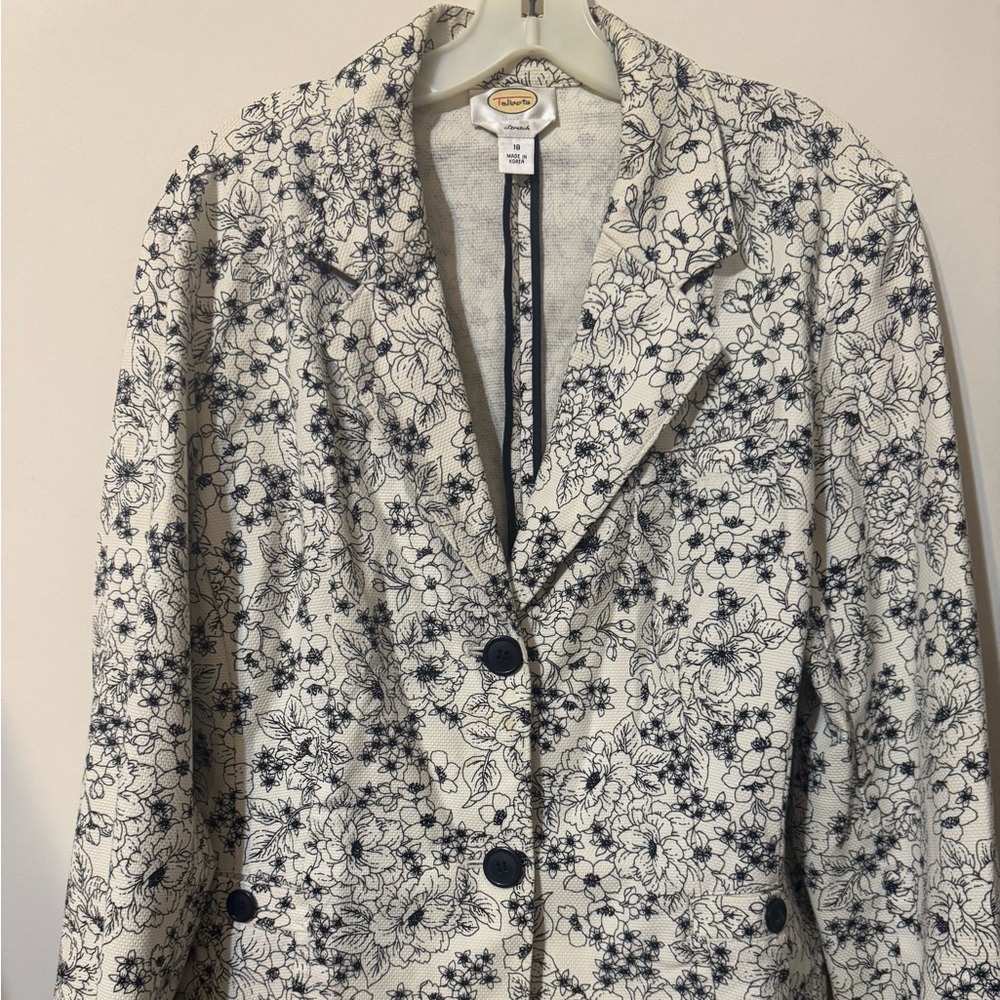 Floral Black and White Women's Talbots Blazer